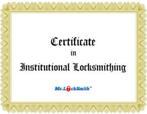 Mr. Locksmith Certificate-Insitutional Locksmith